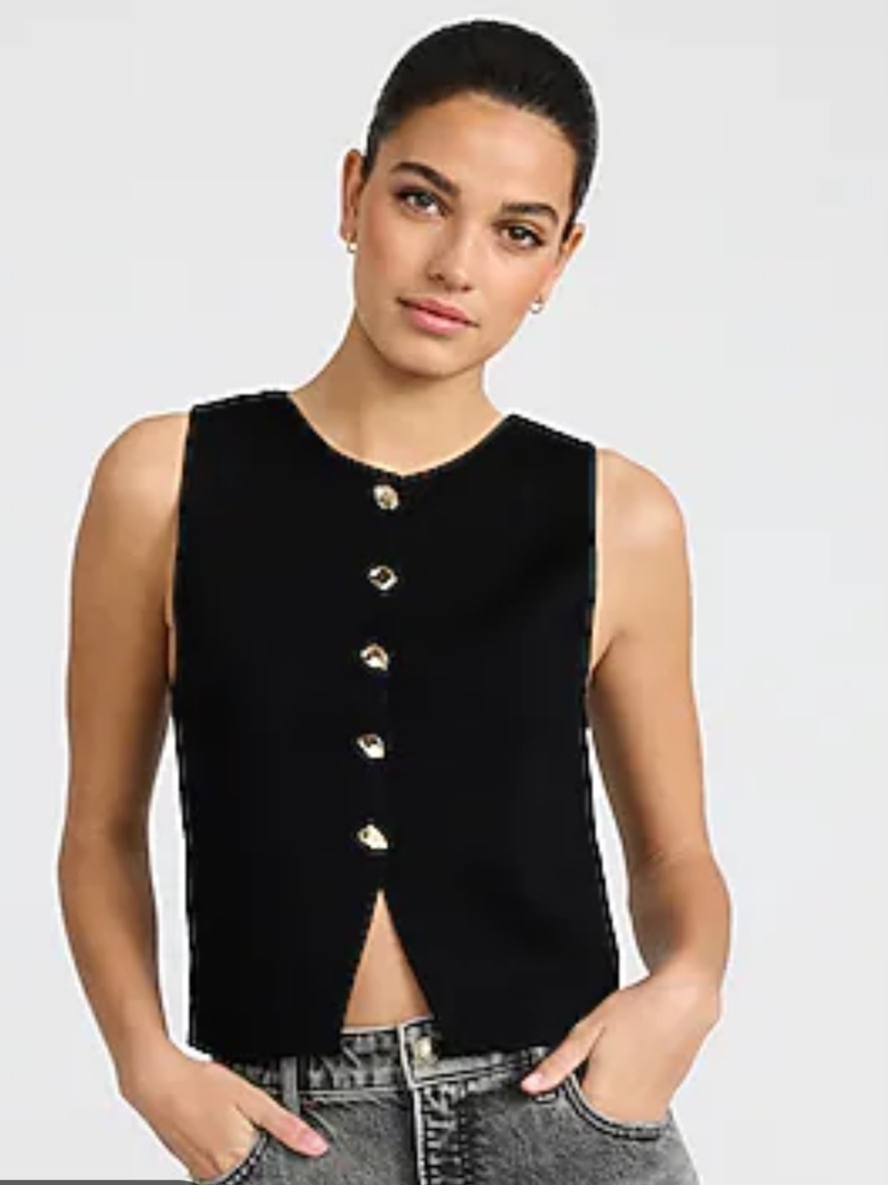 Zara Black Sleeveless Cropped Knit Top